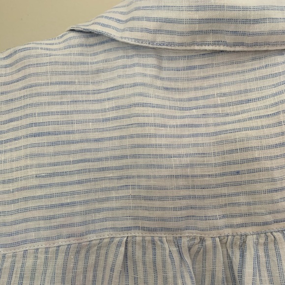 Sundance Classic Memories Blue & White Striped Linen Tunic Top Size Large Petite - Picture 10 of 15